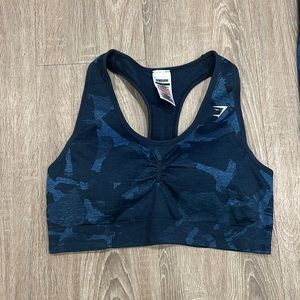 GYMSHARK Blue Camo Sports Bra - Large